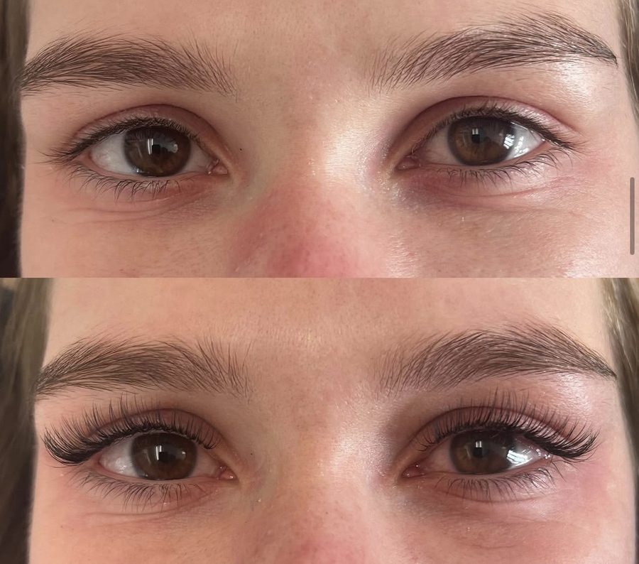 Before and after lash extensions at Lash Lane